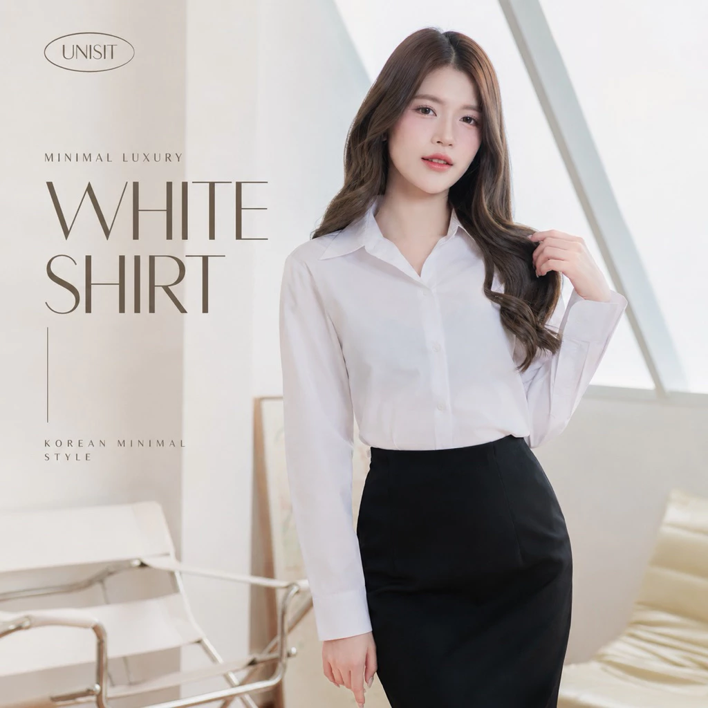 เสื้อนักศึกษาแขนยาวหญิง สีขาวนวล ขาวสว่าง ขาวโอโม่ SZ.32-48"