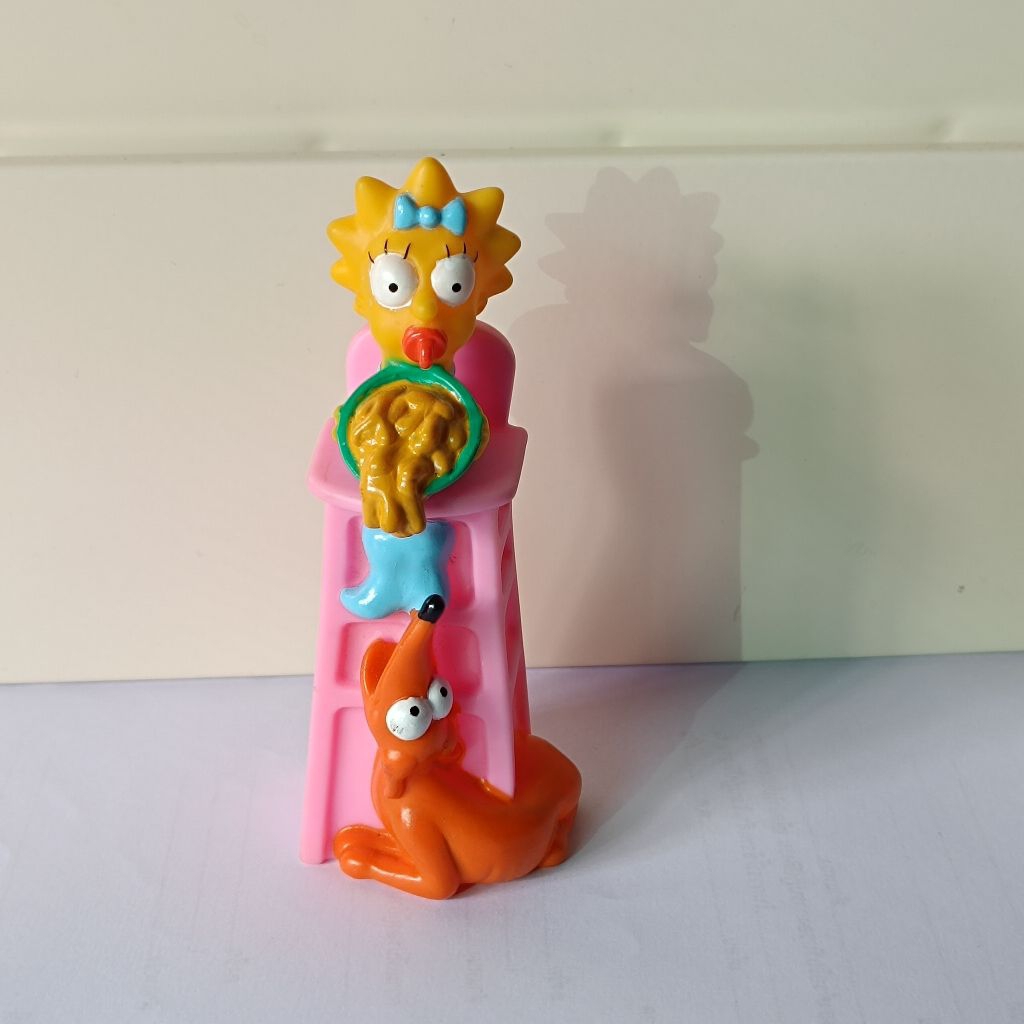 (พร้อมส่ง) Maggie Simpson และหมา Santa's Little Helper จากชุดของเล่นBurger King ปี 2000