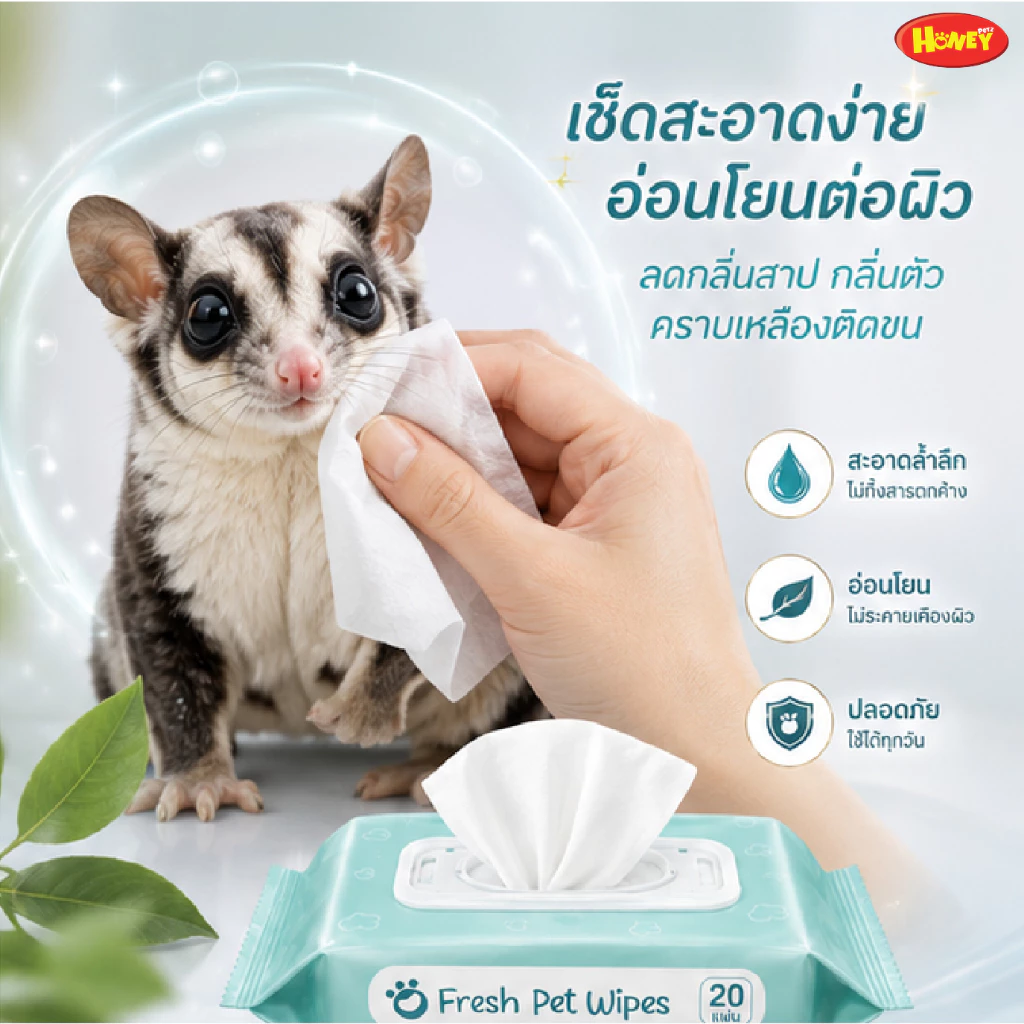 ทิชชู่เปียกสำหรับสัตว์เลี้ยง ไม่มีแอลกอฮอล์ ปลอดภัยต่อผิว