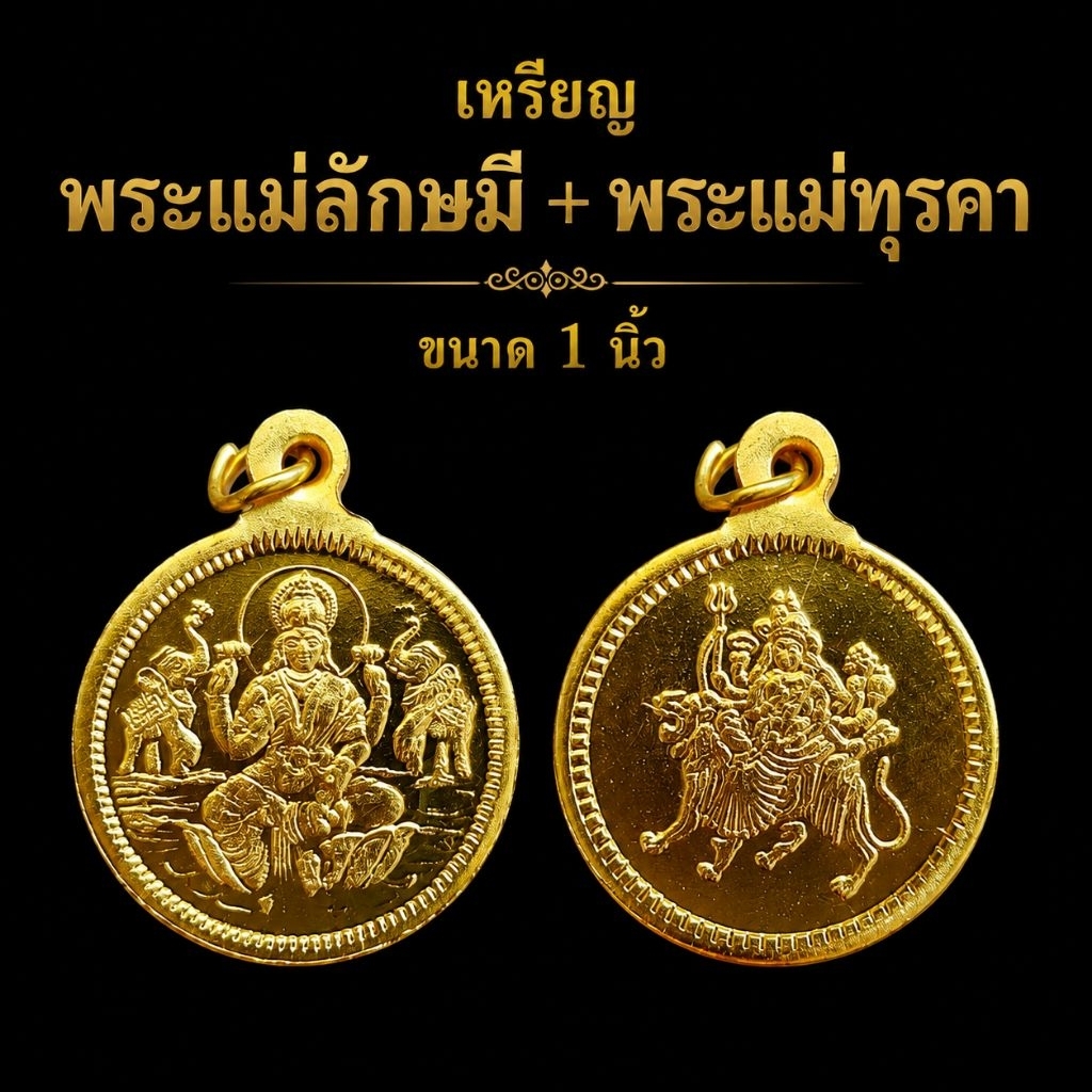 เหรียญ_พระแม่ทุรคา+พระแม่ลักษมี ขนาด1 นิ้ว