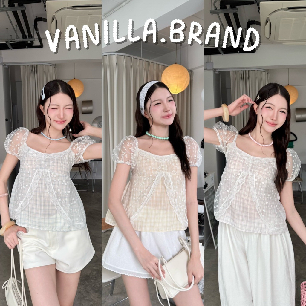 เสื้อแขนตุ๊กตา แต่งผ้ามุ้งลูกไม้ -ttm / VB0230