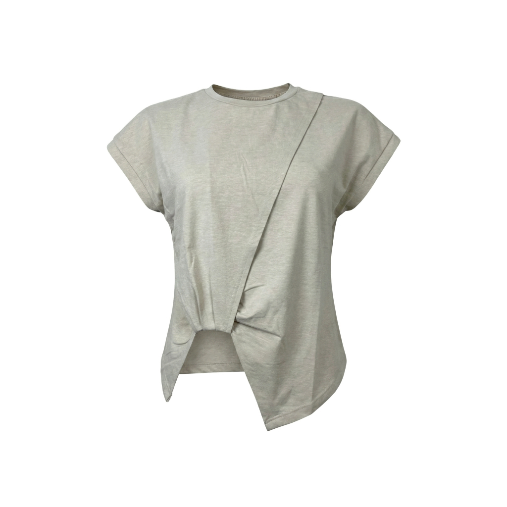 Hybrid Front Twist T-Shirt เสื้อยืดผู้หญิงแต่งปมด้านหน้า ใส่สบาย ผ้า Cotton 100% (WB-257CR)