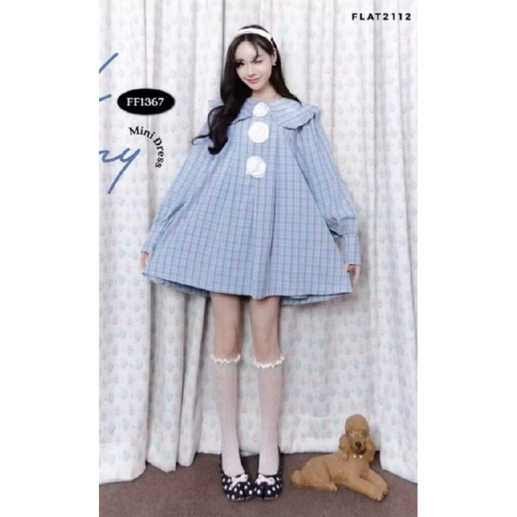 FLAT2112 : SEOUL PEONY MINI DRESS มือสอง S