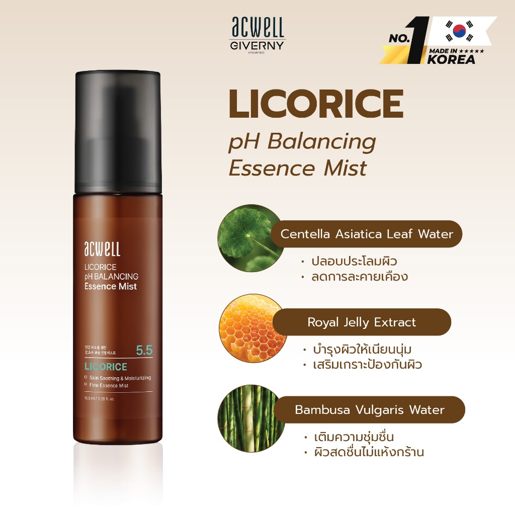 [ACWELL] Licorice pH Balancing Essence Mist เอสเซนส์มิสต์บำรุงผิวสูตรอ่อนโยน 100ml