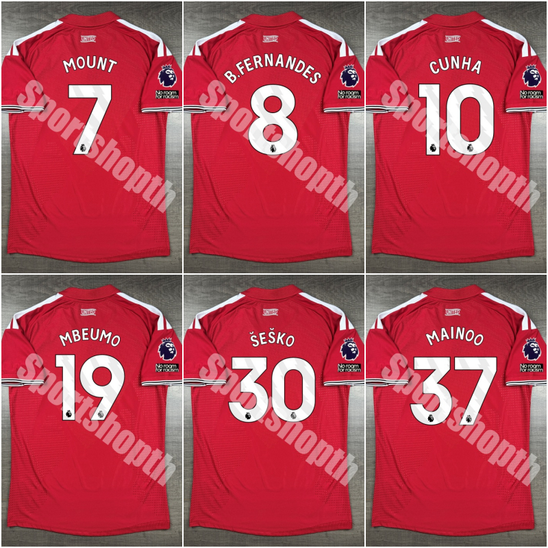 [Player] - เสื้อฟุตบอล llมnยู Home 2026/27 อาร์ม EPL 7 MOUNT 8 B.FERNANDES 10 CUNHA 19 MBEUMO 30 SES