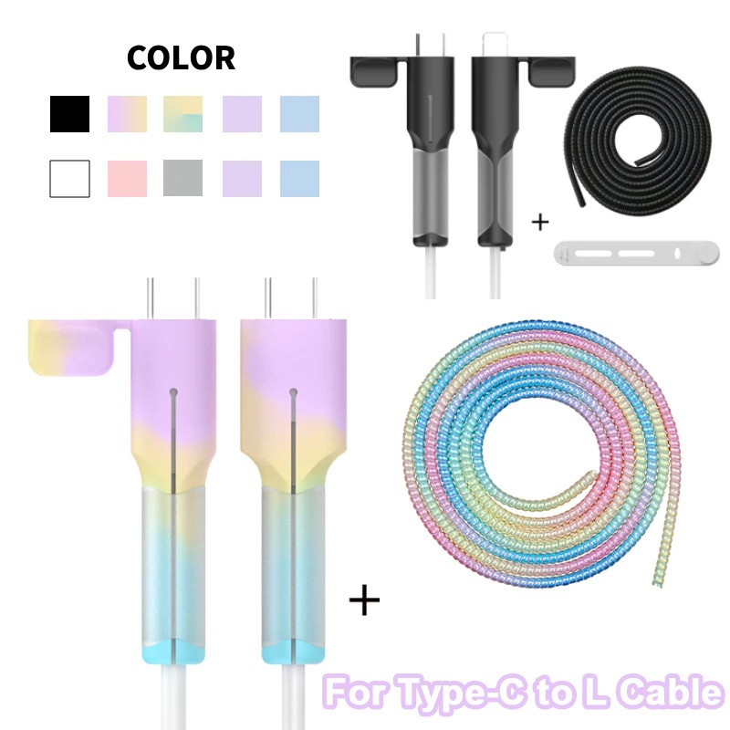 4PCS สายเกลียว ฝาครอบป้องกันสายเคเบิลข้อมูลป้องกันการแตก ฝาครอบป้องกันซิลิโคน ฝาครอบป้องกันสายเคเบิลข้อมูล