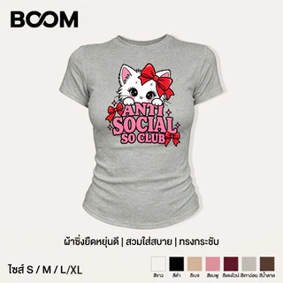 COD เสื้อสาวอวบ เสื้อครอปท็อป แขนสั้น babytee สไตล์เกาหลี y2k T-shirt ลายแมวน่ารักสีชมพูสไตล์หวาน