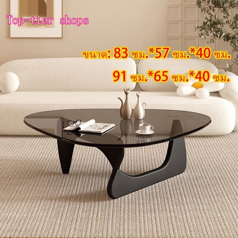 🔥พร้อมส่ง🔥โต๊ะกลาง ความหนา 8 มม coffee table โต๊ะกลางโซฟา กระจกนิรภัย ขาโต๊ะไม้โอ๊ค แข็งแรงและทนทาน ติดตั้งง่าย