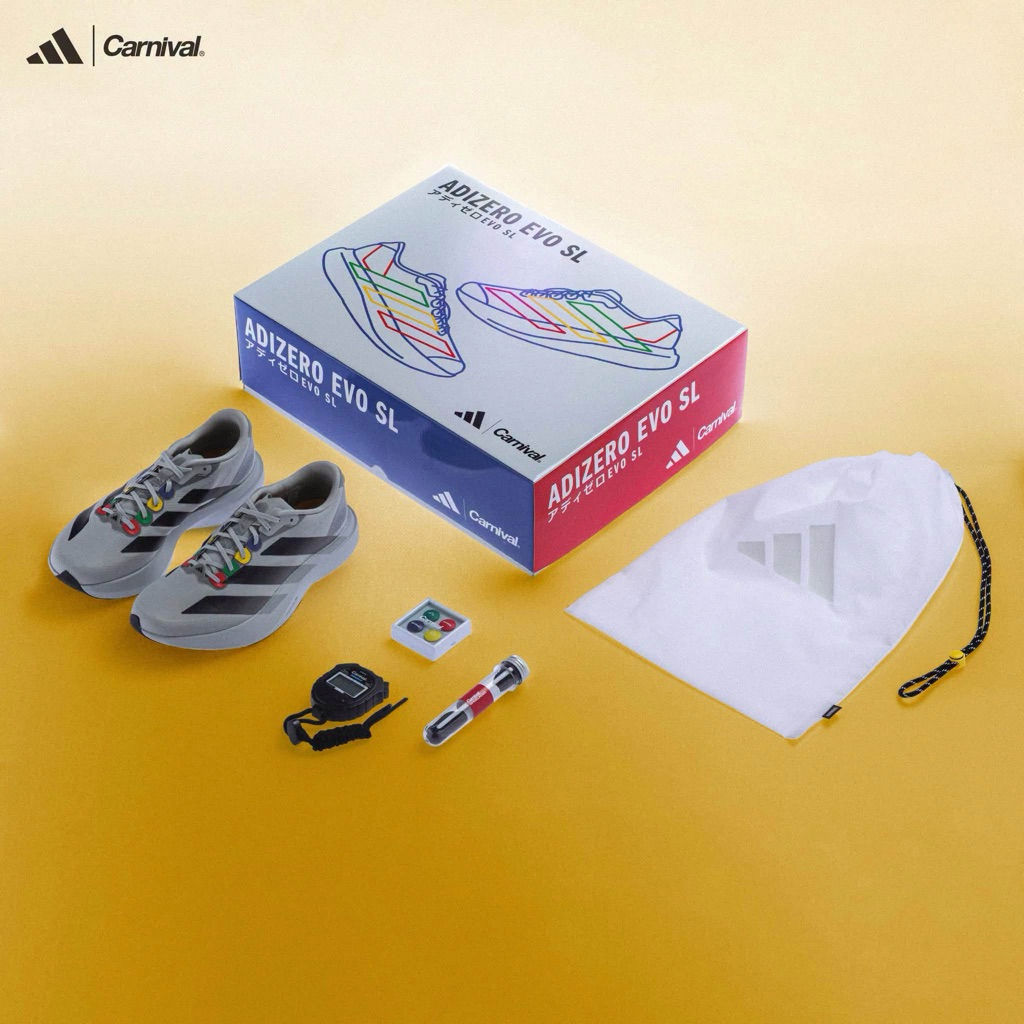 ( มือ1ของแท้พร้อมส่ง)( กทม.ส่งด่วน) SPECIAL BOX SET ADIDAS ADIZERO EVO SL GREY BY CARNIVAL