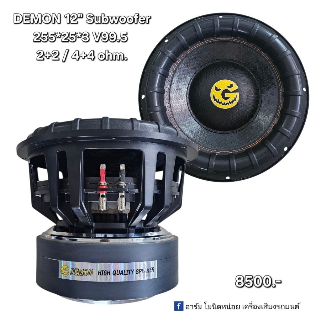 💪 DEMON Subwoofer 12 นิ้ว แม่เหล็ก 255*25*3 V99.5mm 2+2/4+4ohm ดูรายละเอียดสินค้าก่อน