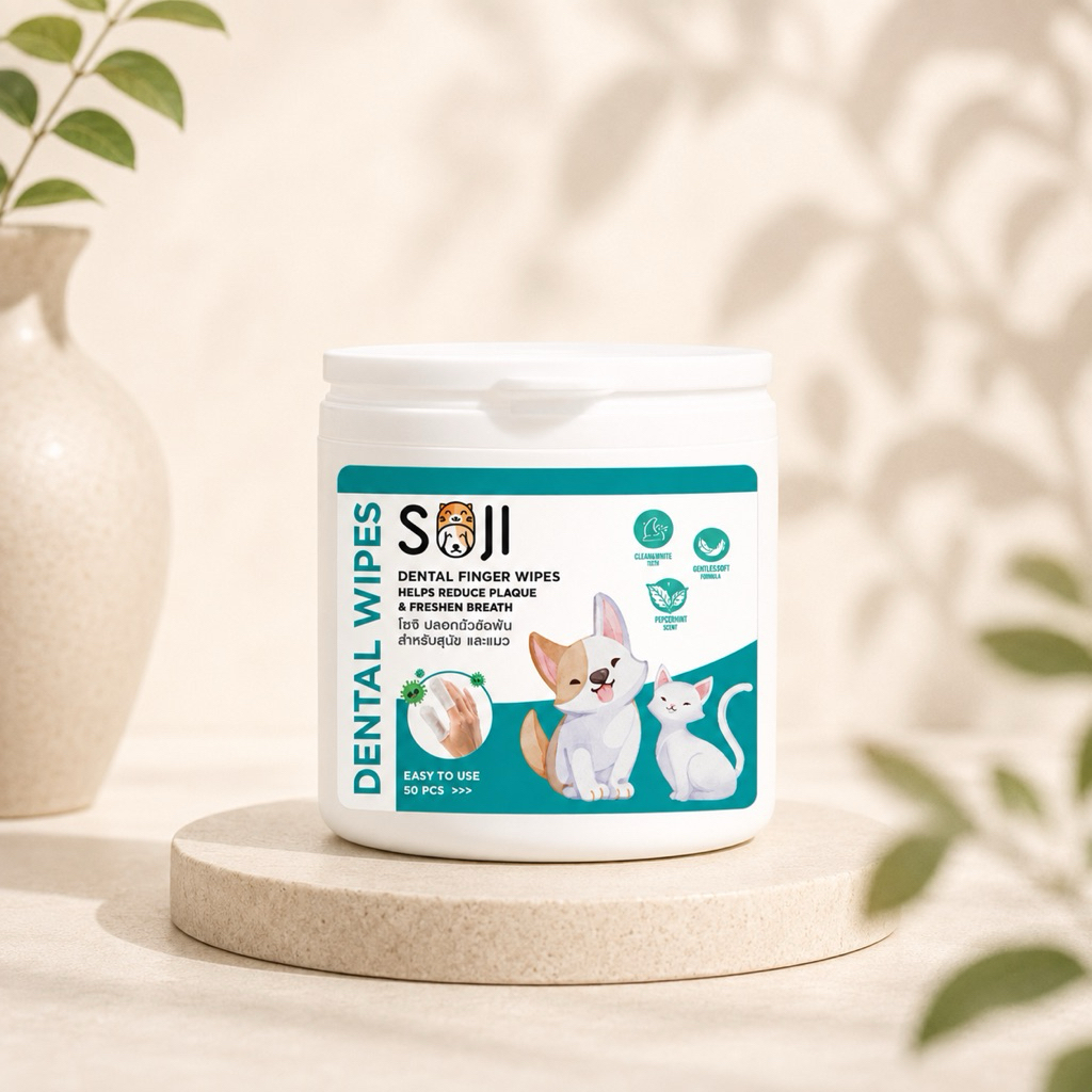 SOJI Dental Finger wipes for pet โซจิปลอกนิ้วขัดฟันสำหรับสุนัขและแมว 50 pcs.