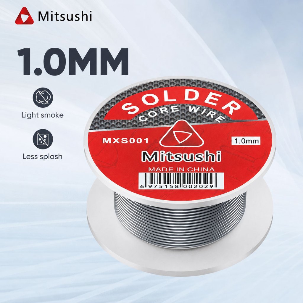 Mitsushi ลวดบัดกรีดีบุก ตะกั่วบัดกรี สายบัดกรี ขนาด 1.0 มม. ยาว 3 ม. ม้วนสายบัดกรี