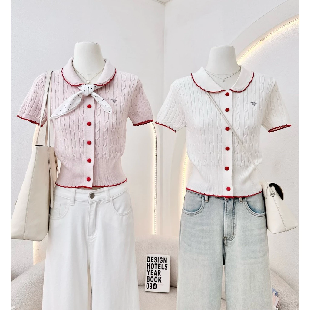 WA YA เสื้อเชิ้ตปกโค้ง กระดุมหน้า ผ้าไหมพรม