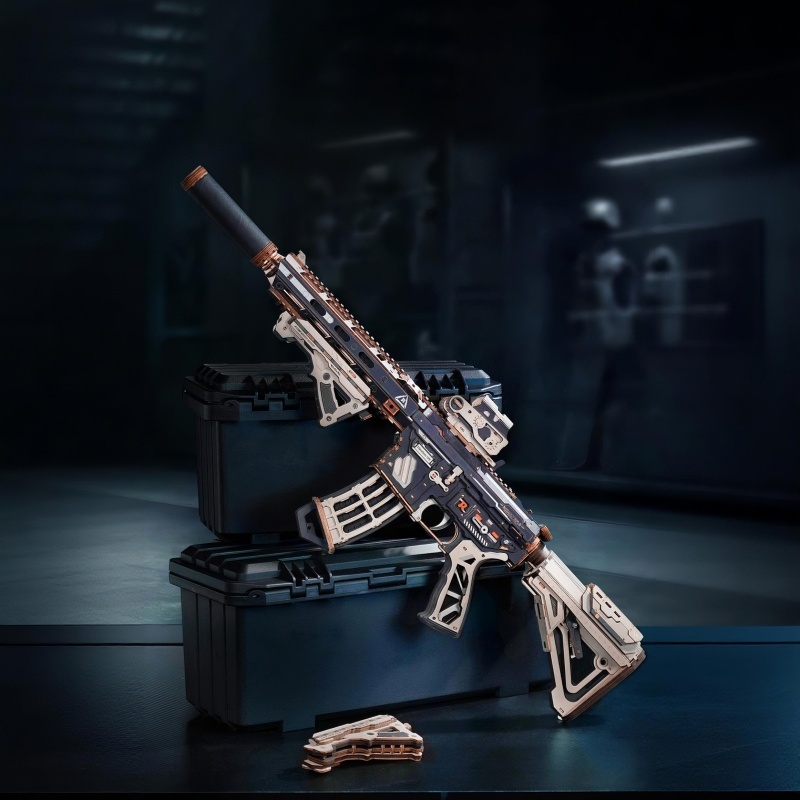 [Rolife]ROKR LQB02 M416 Carbine ของเล่นปืนM416 ปริศนาชุดผู้ใหญ่วัยรุ่น Man ของเล่น DIY Craft ของขวัญ Wooden 3D Puzzle
