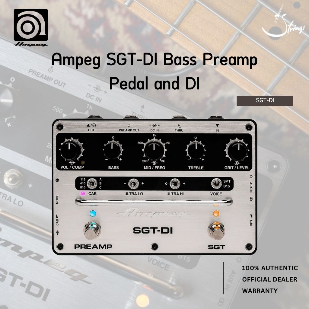 Ampeg SGT-DI Bass Preamp Pedal & DI เอฟเฟคเบส Preamp Overdrive Cab Sim IR