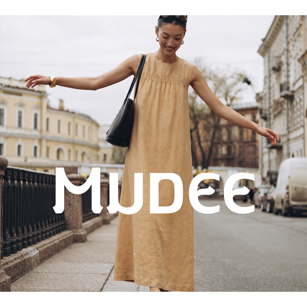 MUDEE เดรสลินินแขนกุด สีเหลือง