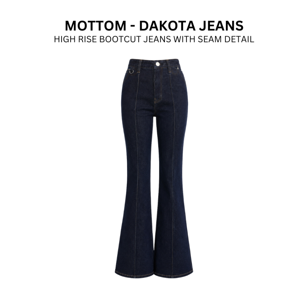 MOTTOM - DAKOTA High Rise Bootcut Jeans with Seam Detail l กางเกงขาม้าเอวสูง ตกแต่งด้วยตะเข็บหน้า