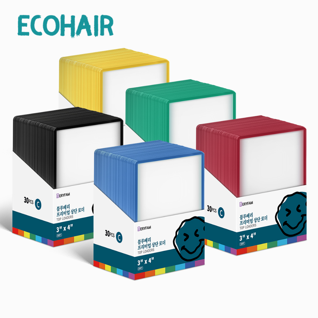 30ชิ้น BERYFAM ขอบสีสัน Toploader ใส่การ์ด 35pt ท็อปโหลด Topload เฟรมการ์ด ซีรีส์ Blueberry ECOHAIR