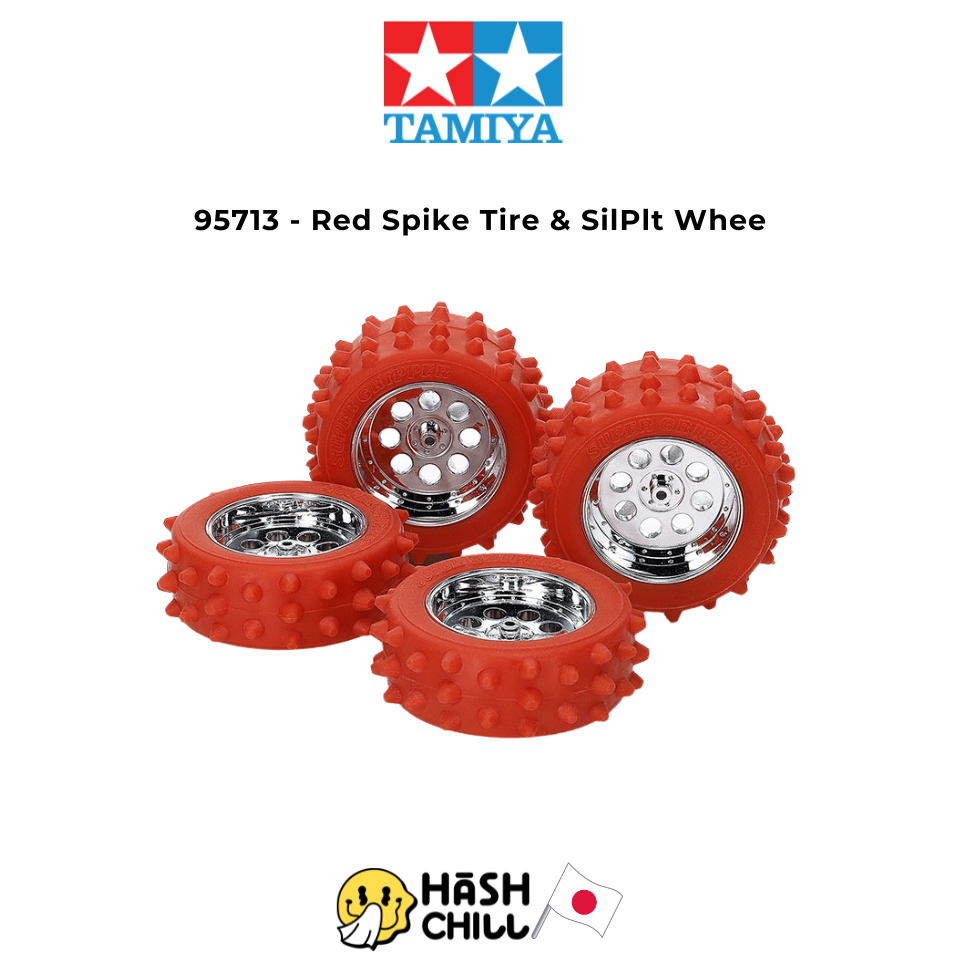 Tamiya 95713 - Red Spike Tire & SilPlt Whee