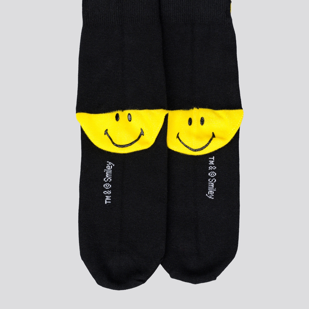 SMILEY® BLACK HEEL CREW SOCKS — صورة 2