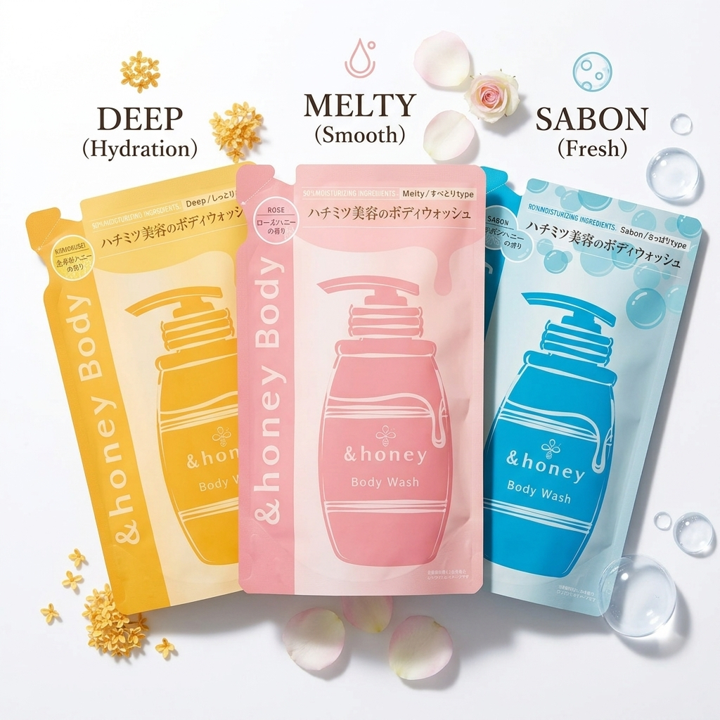 [พร้อมส่ง] &Honey Gel Body Wash Refill 440 ml (Melty / Deep / Savon)