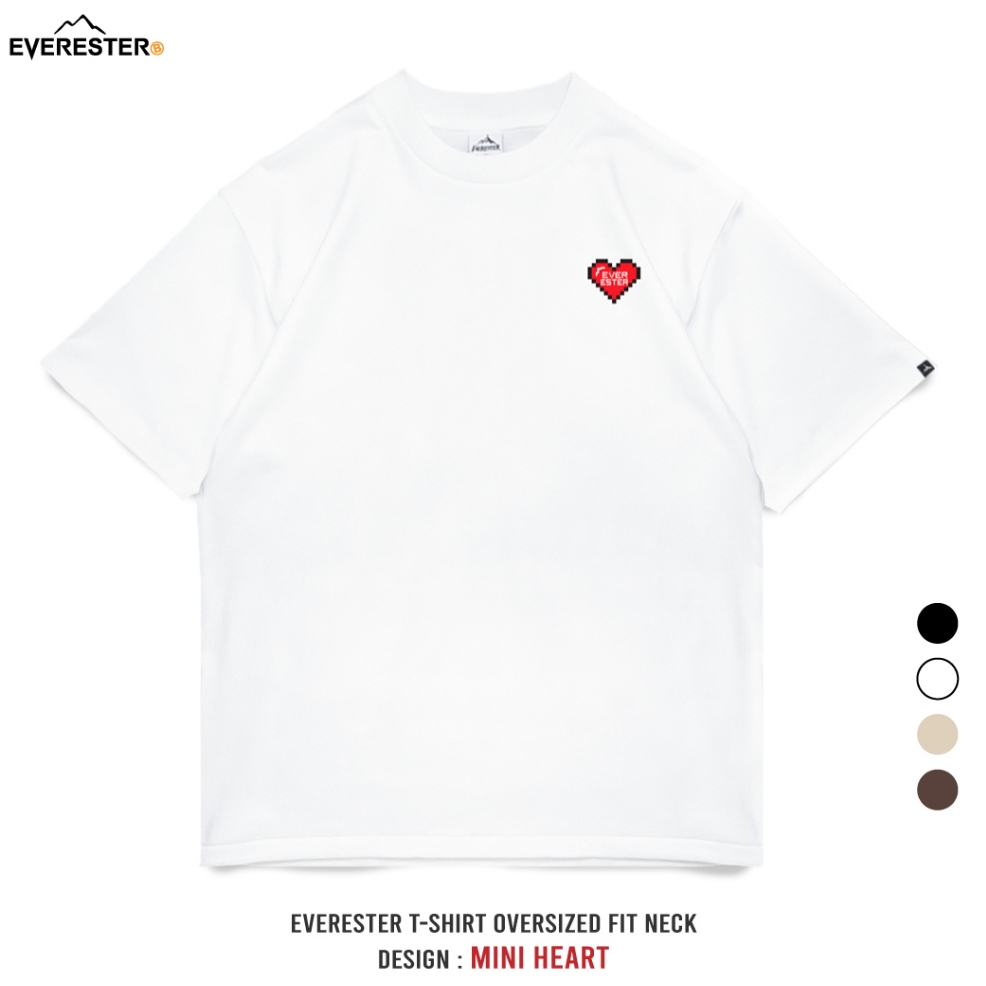 EVERESTER เสื้อยืด คอฟิต Heavy Mini หัวใจ Heart เสื้อผู้ชาย Oversize สีดำ ขาว Mini