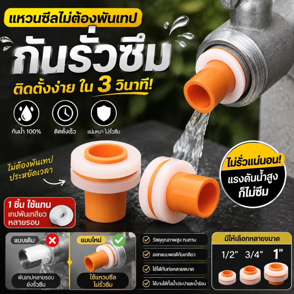ปะเก็นซีลก๊อกน้ํา ปะเก็นซีลซิลิโคน แหวนซีลท่อยาง ป้องกันการรั่ว แพ๊ค 10 ชิ้น แหวนซีลท่อยาง