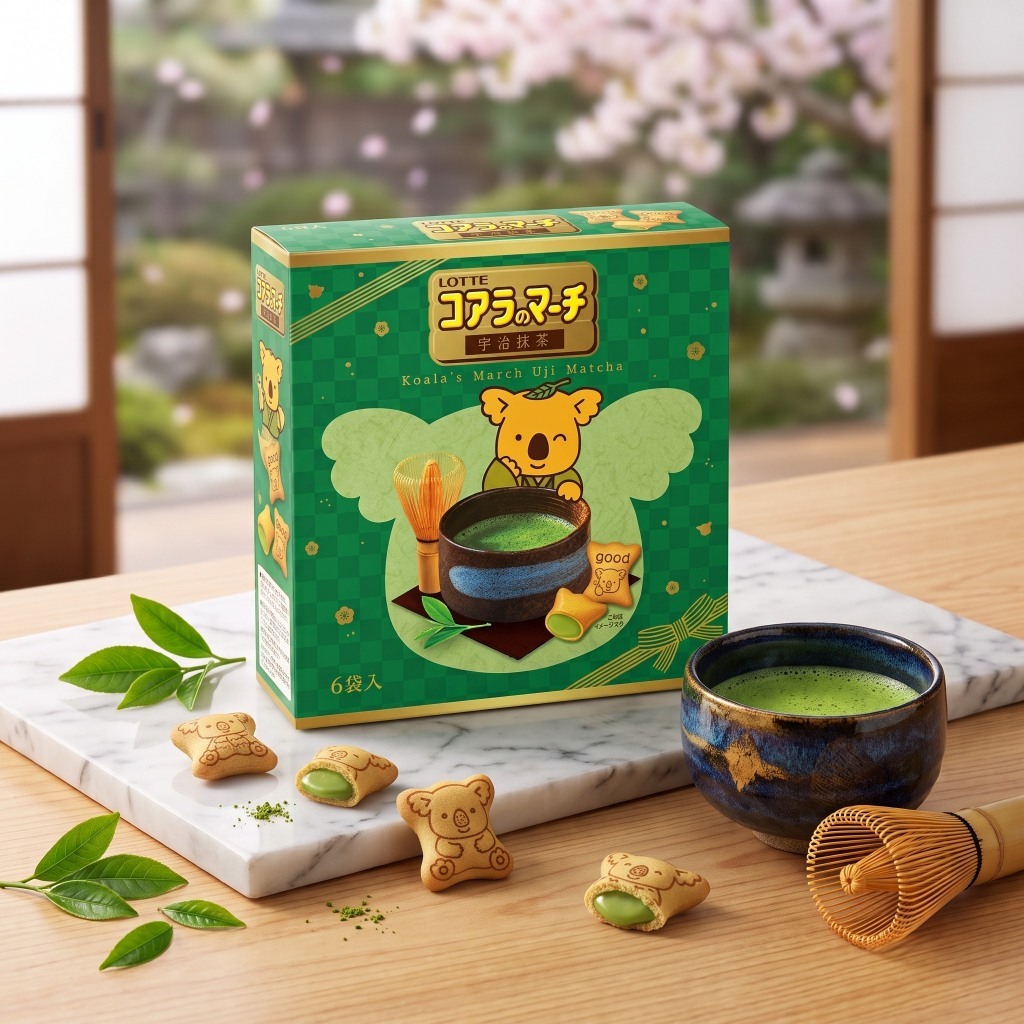 พรีออเดอร์ Lotte Koala's March Uji Matcha โคอะลามาร์ช รสชาเขียวอูจิมัทฉะ (กล่องใหญ่ 6 ซองย่อย)