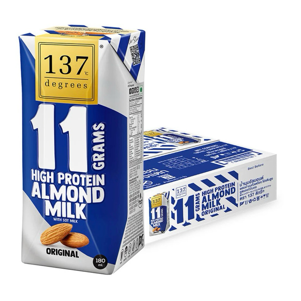 (ยกลัง )137 ดีกรี นมอัลมอนด์ รสออริจินอล โปรตีน สูง 180 มล. x 36