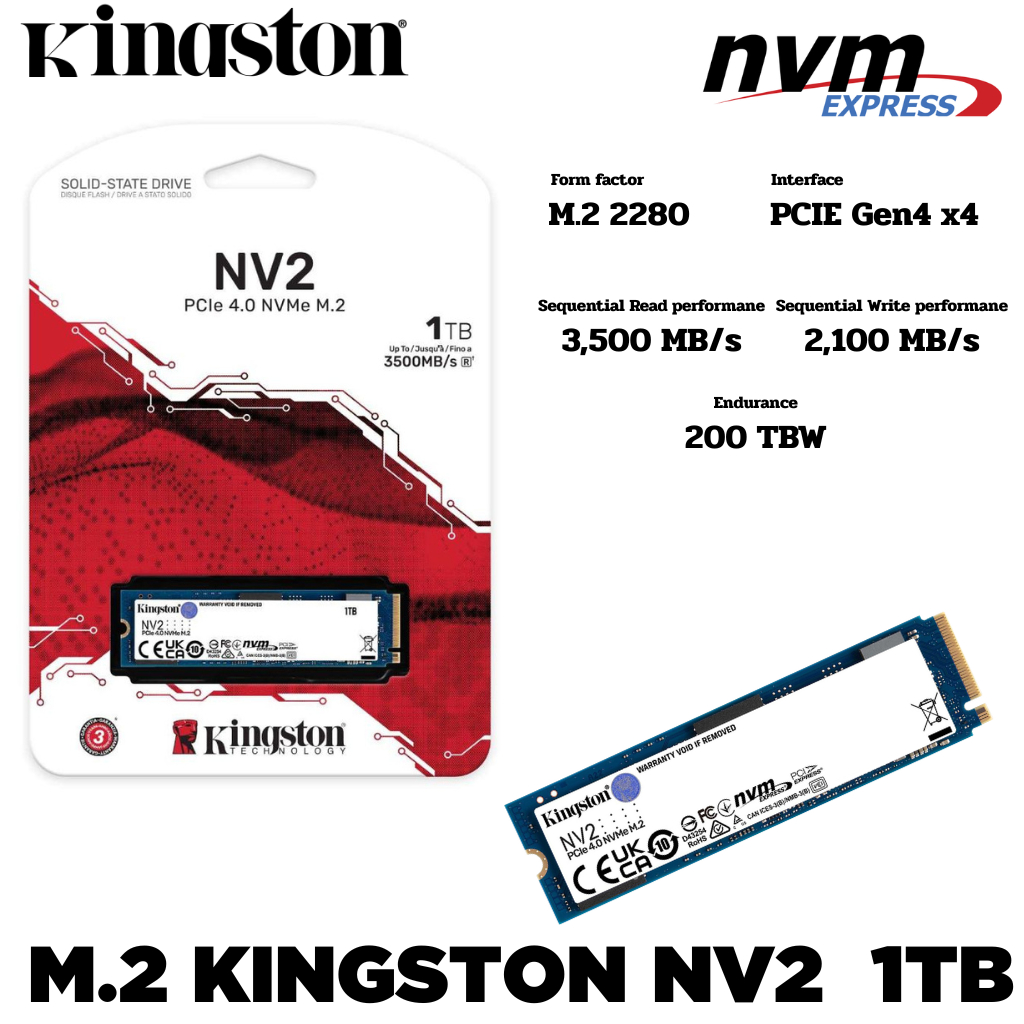 M.2 KINGSTON NV2 - PCIe 4/NVMe M.2 2280 (SNV2S/1TB)1000 GB SSD (เอสเอสดี)
