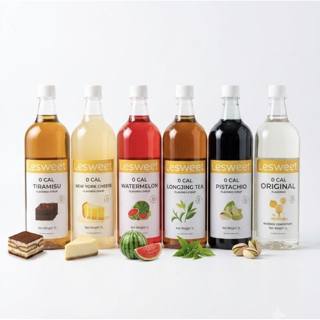 ไซรัป 0 แคลอรี Lesweet (1 ลิตร) น้ำเชื่อมแต่งกลิ่น คีโตทานได้ 0 Cal 0 Sugar มีหลายรสให้เลือก พร้อมส่