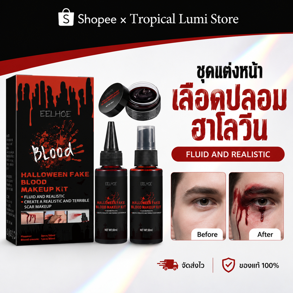 EELHOE เลือดปลอม สำหรับแต่งหน้าผี คอสเพลย์ แต่งแผลปลอม ฮาโลวีน Fake Blood Spray Halloween Tools