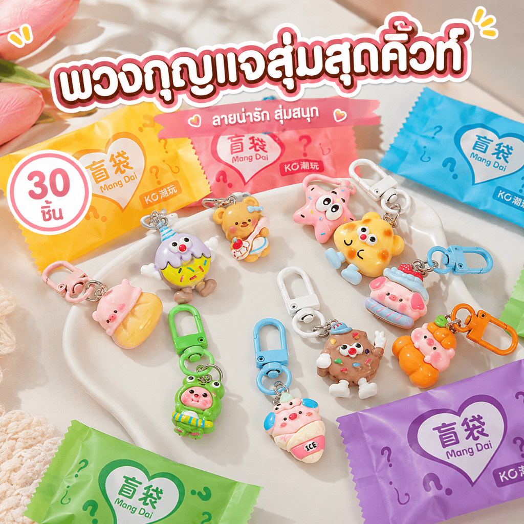 ส่งไว กระเป๋ากล่องตาบอด กระเป๋าตาบอด ถุงสุ่มพวงกุญแจ (1 ชุด 30 ถุง）น่ารัก พวงกุญแจน่ารัก