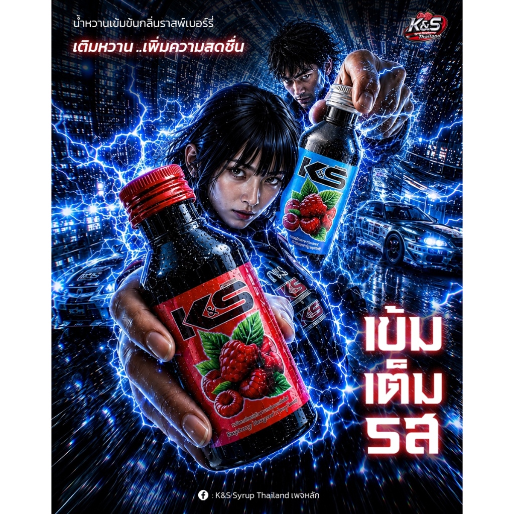 🍓 KS Syrup – น้ำหวานเข้มข้น กลิ่นราสเบอร์รี่ ไซรัป น้ำหวานอเนกประสงค์ ของแท้ 100% (แบบขวด) 50 ขวด