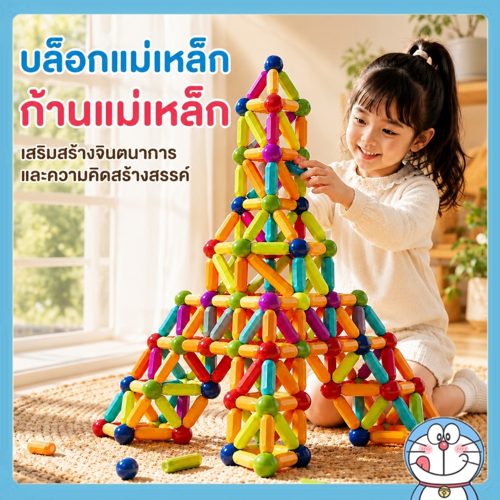 ตัวต่อแม่เหล็ก บล็อกตัวต่อแม่เหล็ก ชุดของเล่นตัวต่อแท่งแม่เหล็ก ของเล่นเด็กผู้ชาย ของเล่นเสริมพัฒนาการ