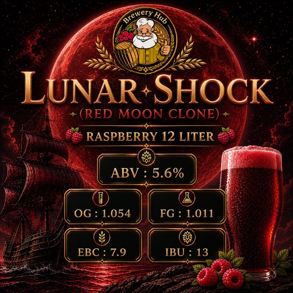 ชุดวัตถุดิบทำเบียร์​ Raspberry (Red Moon) Beer Kit คราฟต์พร้อม มอลต์ บาเลย์ (Malt) ฮอปส์ (Hops) ยีสต์ (Yeast) Homebrew ช