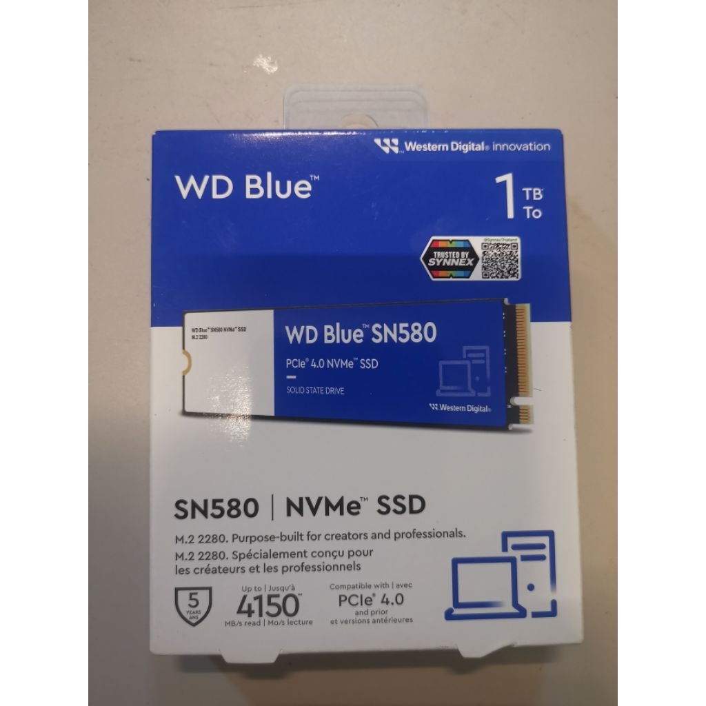 WD Blue SN580 1TB NVMe M.2 2280 SSD PCIe 4.0 (WDS100T3B0E) ความเร็วสูงสุด 4150MB/s