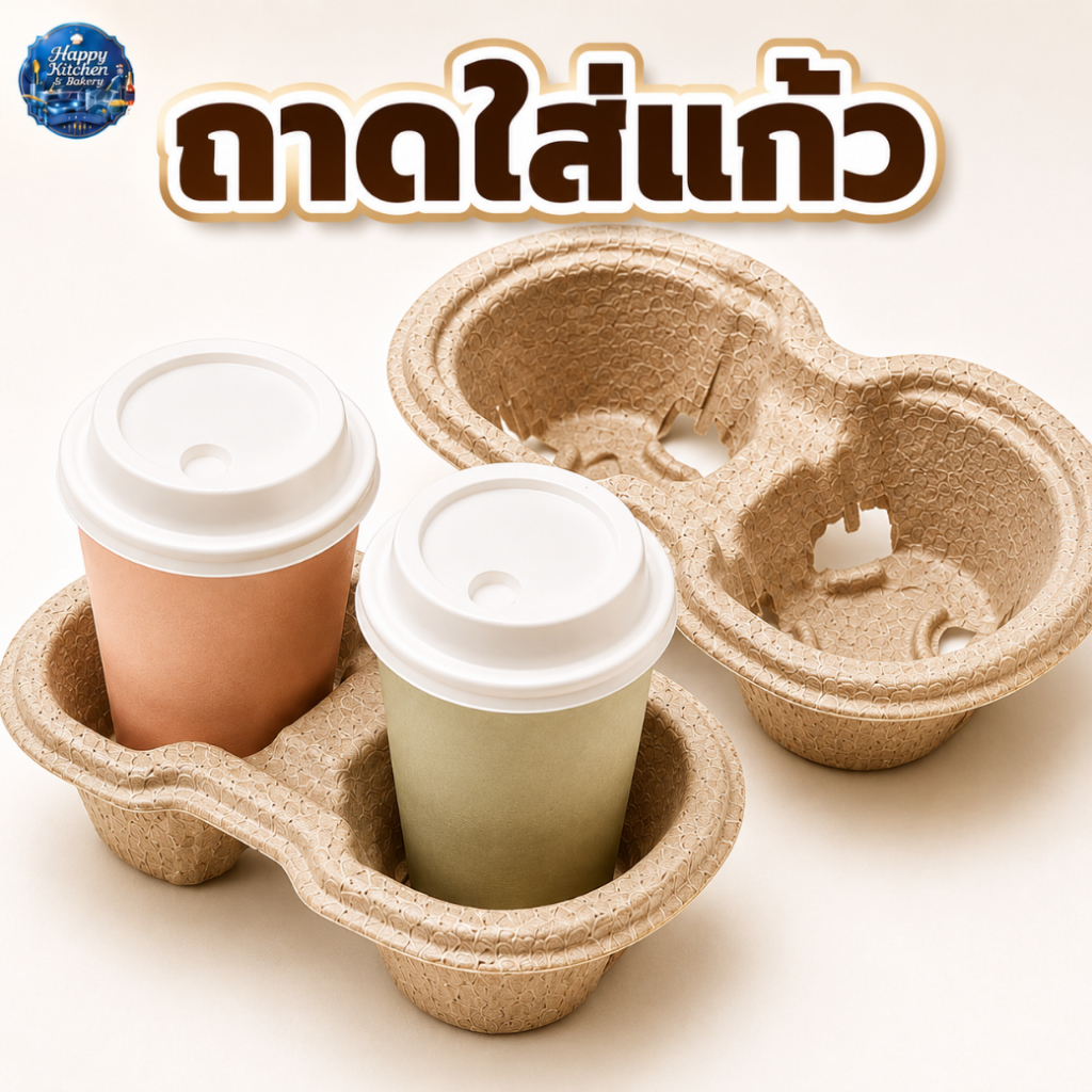ถาดรองแก้วกระดาษ 2 ช่อง แยกออกได้ พกพาสะดวก แข็งแรง ใส่แก้วเครื่องดื่ม พร้อมส่งในไทย
