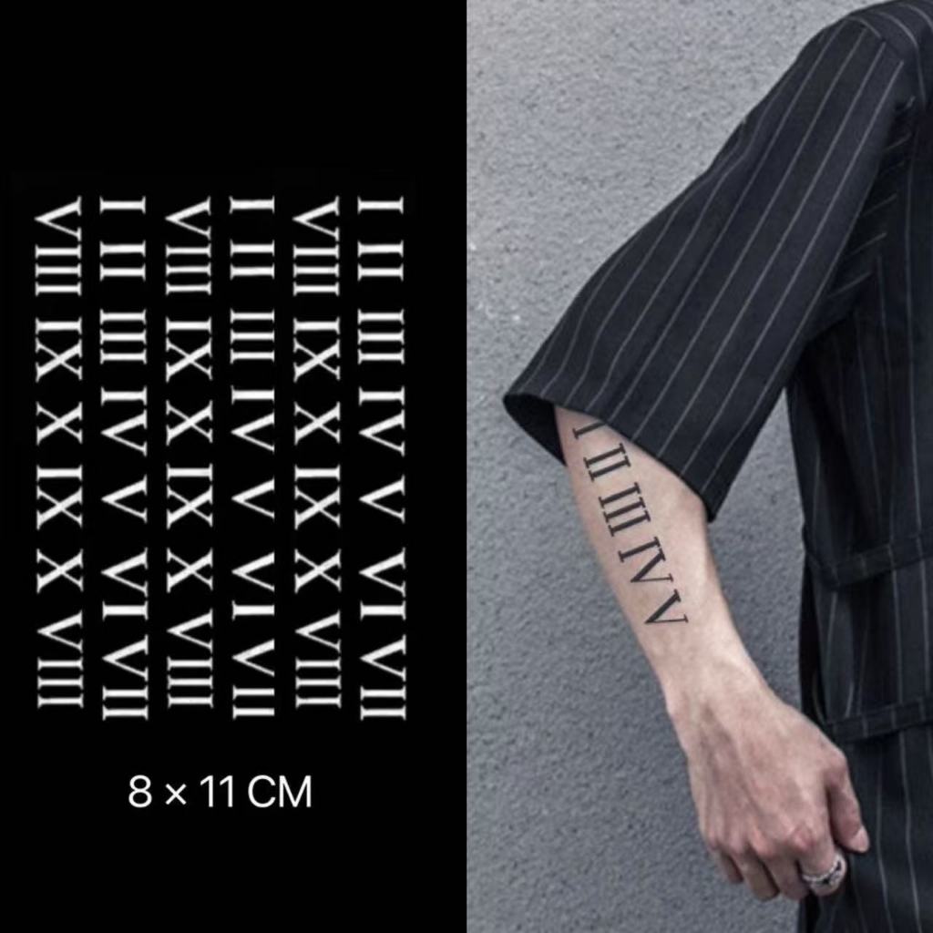 ส่งCODในไทย📦Magic Tattoo ลายตัวเลขโรมันชุดครบ ฟอนต์คลาสสิก ขนาด8×11ซม สมุนไพร กันน้ำ ติดทนนาน15 วัน ไม่หลุดง่าย