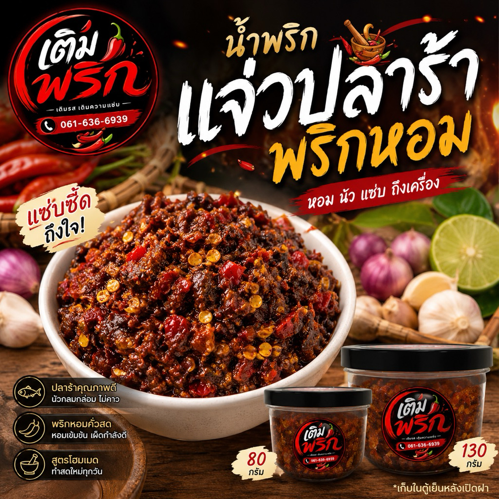 น้ำพริกแจ่วปลาร้าพริกหอม แจ่วปลาร้า เผ็ด แซ่บ นัว น้ำพริก ทำใหม่ทุกออเดอร์