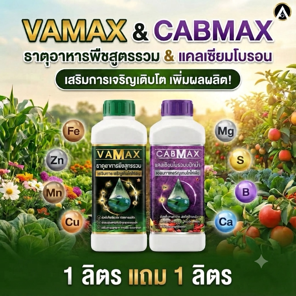 CABMAXแคลเซียมโบรอน 1 ลิตร แถม VAMAXธาตุอาหารรวม 1 ลิตร (C1+V1)