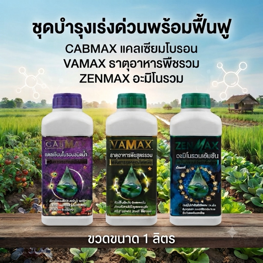 (C1+V1+Z1)ชุด 3 สูตร CABMAXแคลเซียมโบรอน+VAMAXธาตุรวม+ZENMAXอะมิโนรวม