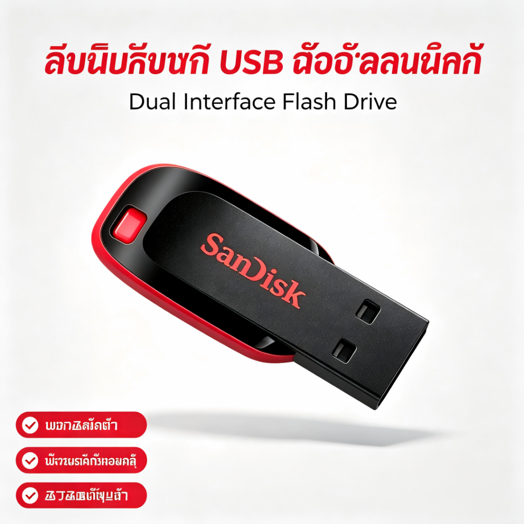 SanDisk CRUZER BLADE USB แฟลชไดร์ฟ 32GB,64GB,128GB USB2.0 (SDCZ50-032G-B35, black)