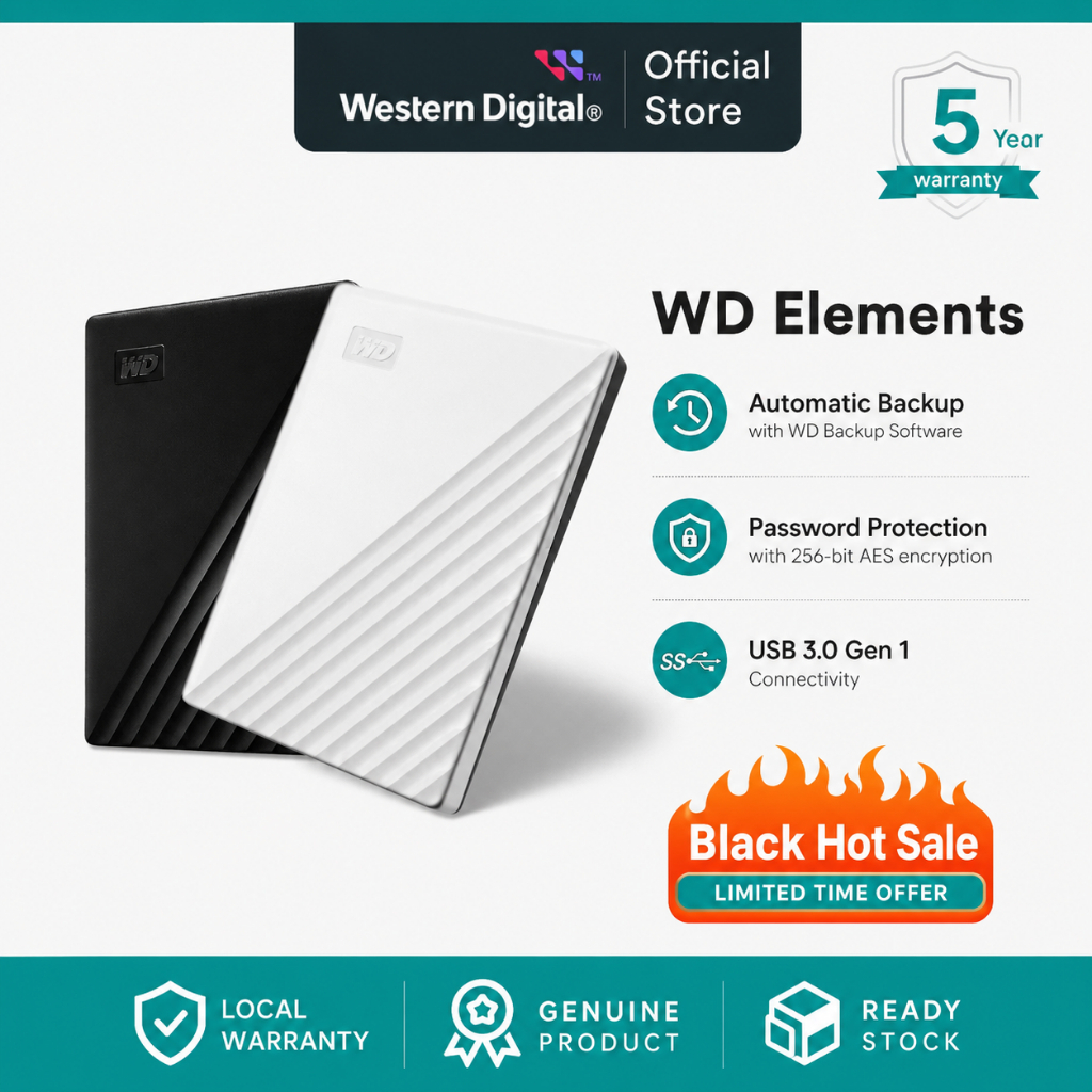 WD HDD Western Digital External Hard Drive 1TB 2TB USB3.0 External Harddisk Portable HDD ฮาร์ดดิสก์ภ