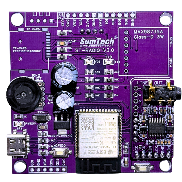 ST-RADIO บอร์ด Internet Radio Streaming ESP32-S3 รองรับ WiFi เล่นเพลงออนไลน์