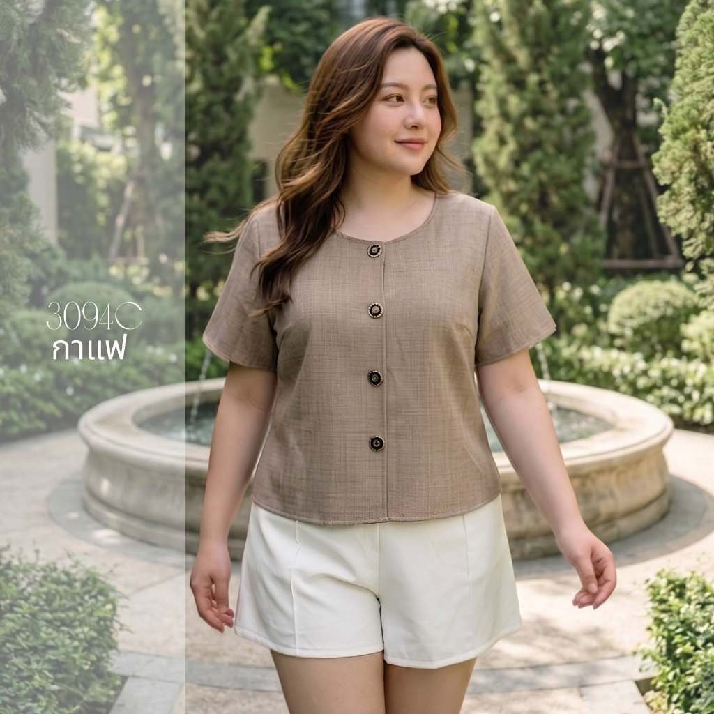 ANNNEW เสื้อเเขนสั้นผ้าสโนว์ 3094C