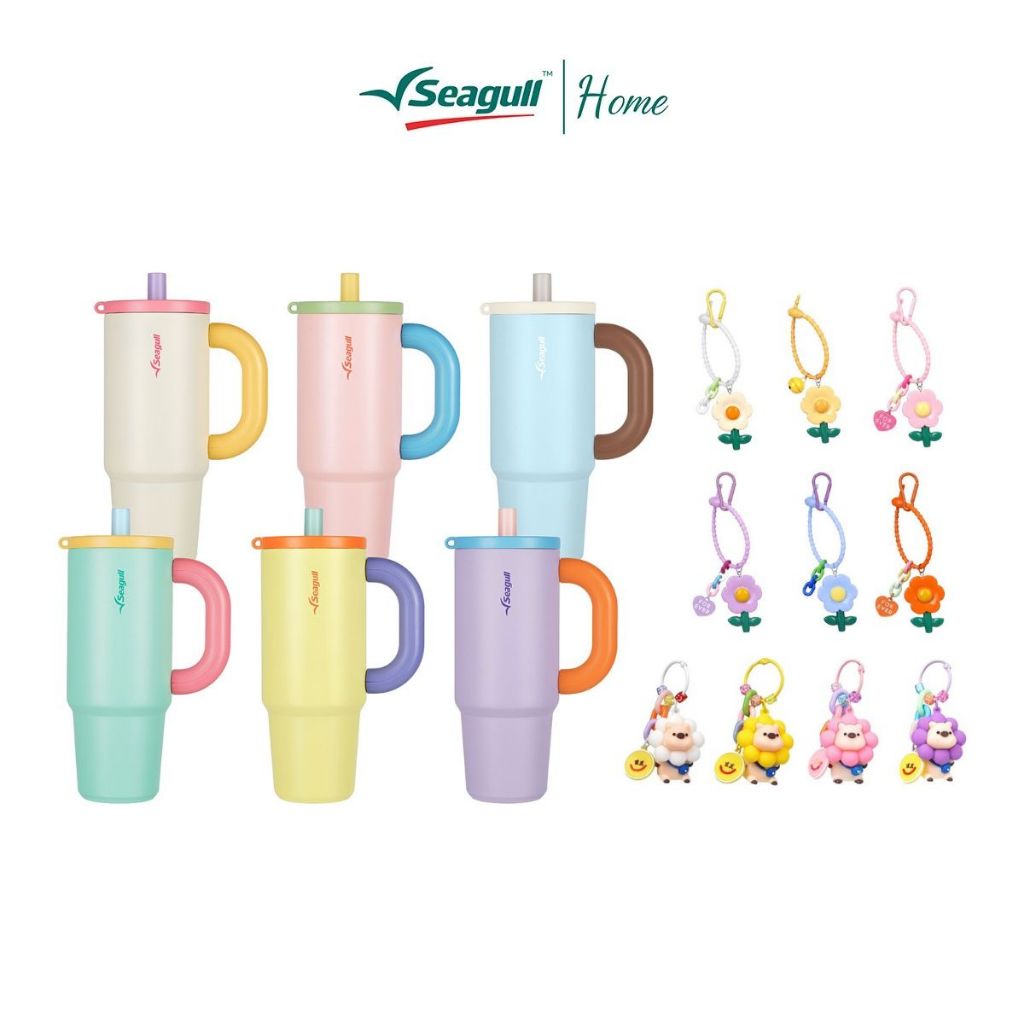 Seagull แก้วน้ำสุญญากาศ แคนดี้ มิกซ์ ขนาด 1.2 ลิตร Candy Mix Vacuum Mug มีให้เลือก 6 สี พร้อมพวงกุญแจให้เลือกหลายแบบ