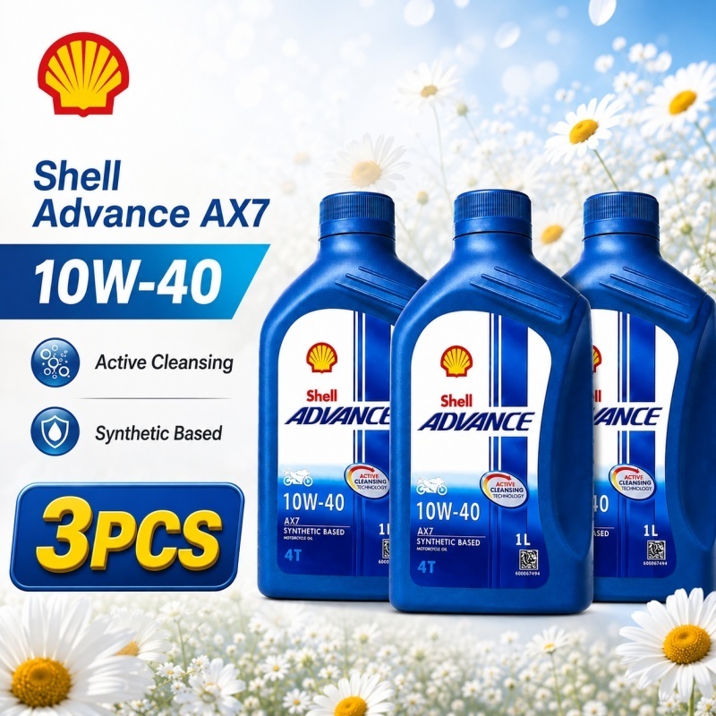 (3PCS)Wholesale Motor Oil Shop Original Shell Advance AX7 10W-40 4T Motorcycle Oil 1L Synthetic Free