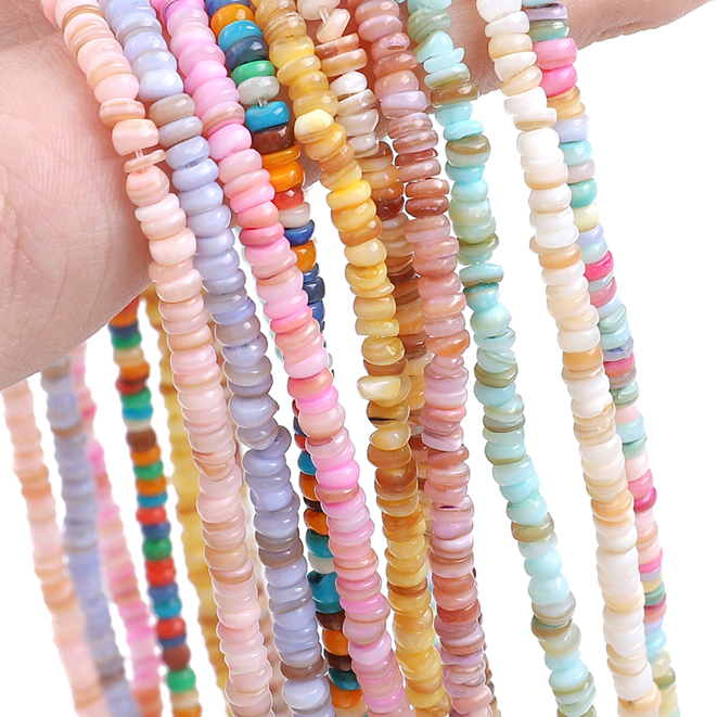 [4 มม.]200pcs แผ่นเปลือกหอยธรรมชาติ ทำสร้อยข้อมือและต่างหูจากเปลือกหอยหลากสีด้วยตัวเอง โดยใช้ลูกปัดเปลือกหอยย้อมสี