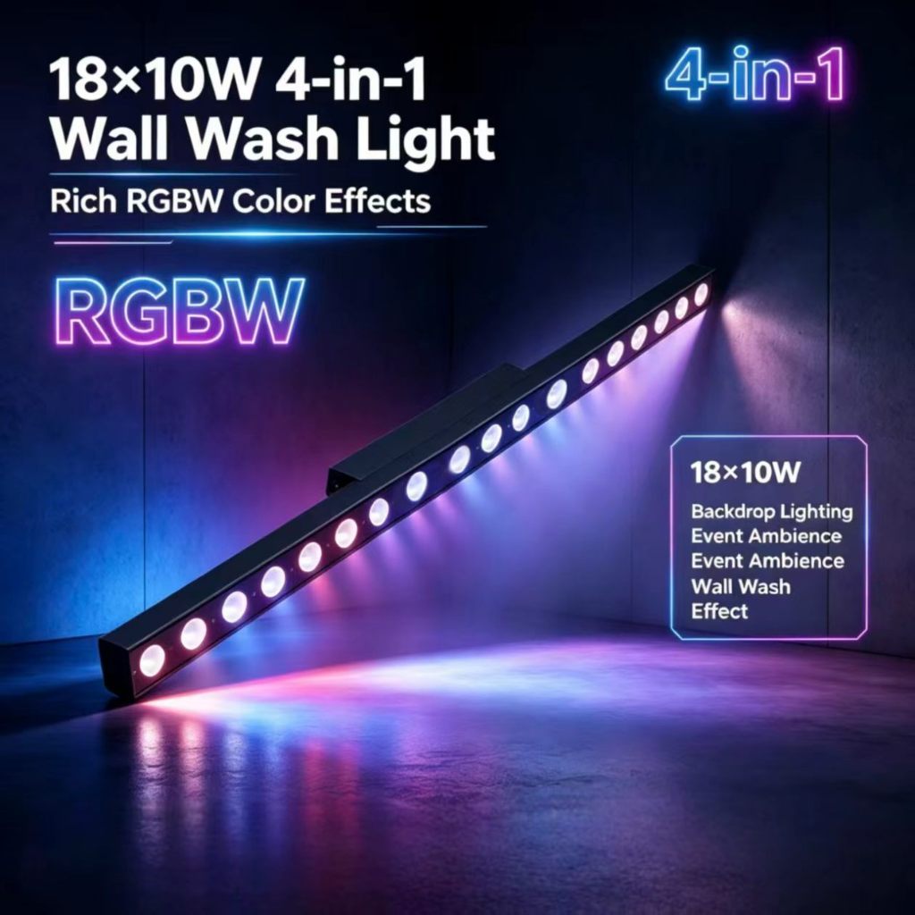 18 10W 4-in-1 โคมไฟติดผนังไม่กันน้ำโคมไฟสปอตไลท์พื้นหลังแต่งงาน/ไฟตกแต่งในร่มและกลางแจ้ง